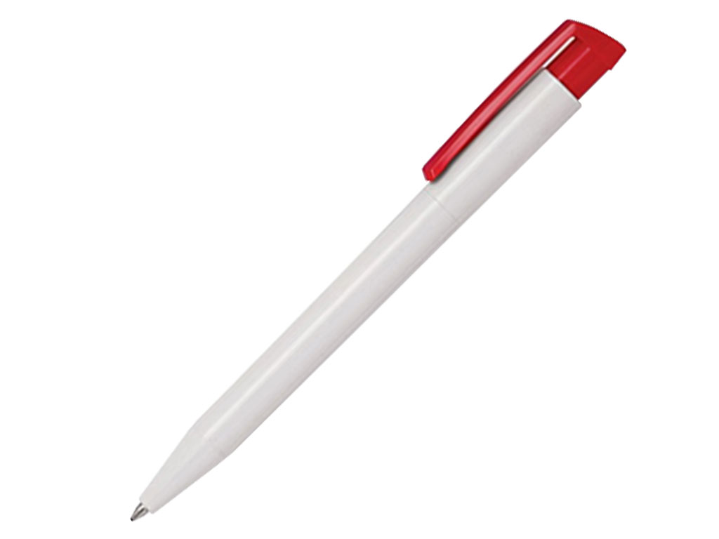 белый: Ручка шариковая, пластик, белый/красный