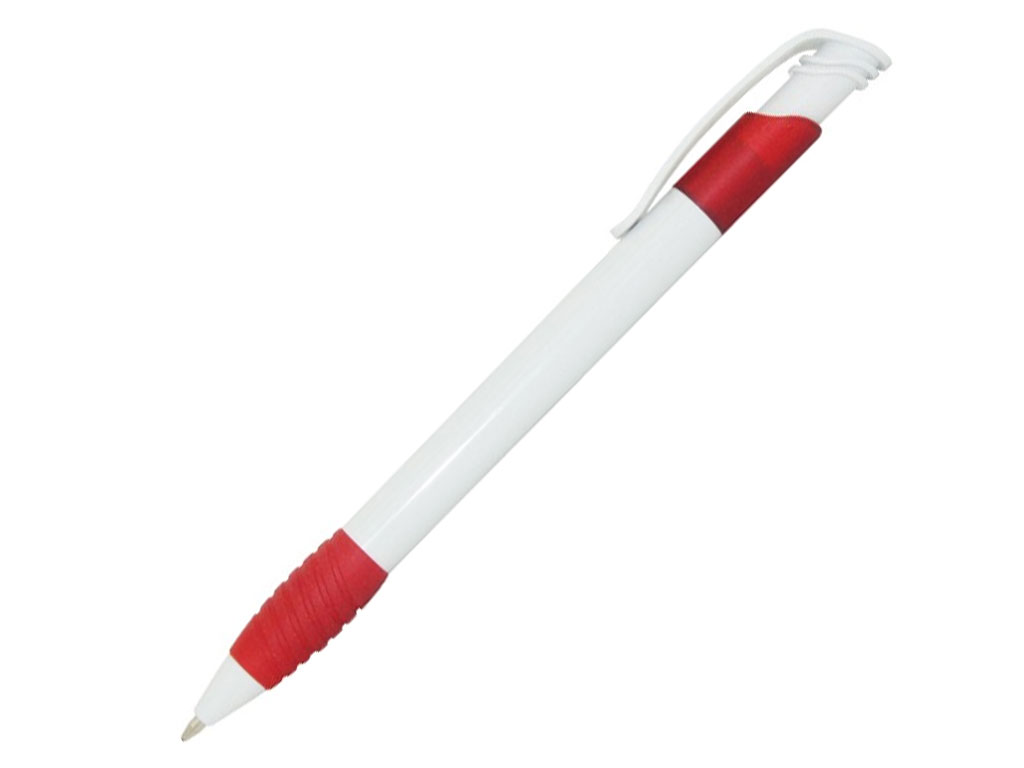 белый: Ручка шариковая, пластик, белый/красный