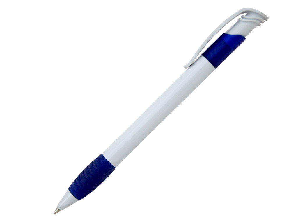 белый: Ручка шариковая, пластик, белый/синий