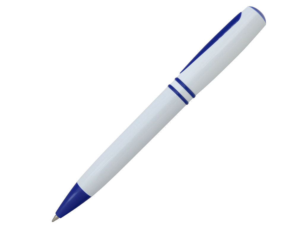 белый: Ручка шариковая, пластик, белый/синий