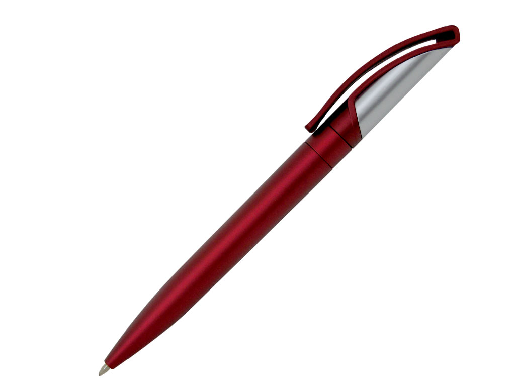 красный: Ручка шариковая, пластик, красный/серебро