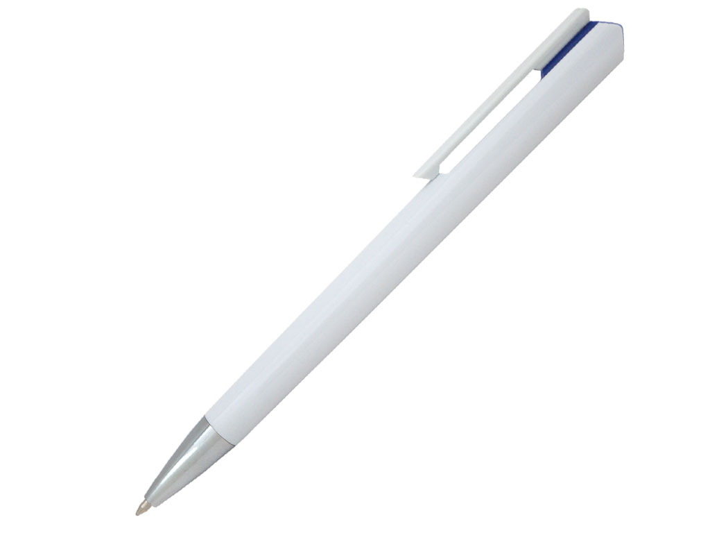 белый: Ручка шариковая, пластик, белый/синий
