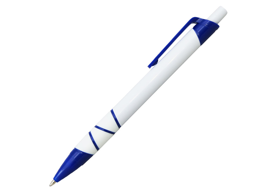 белый: Ручка шариковая, пластик, белый/синий