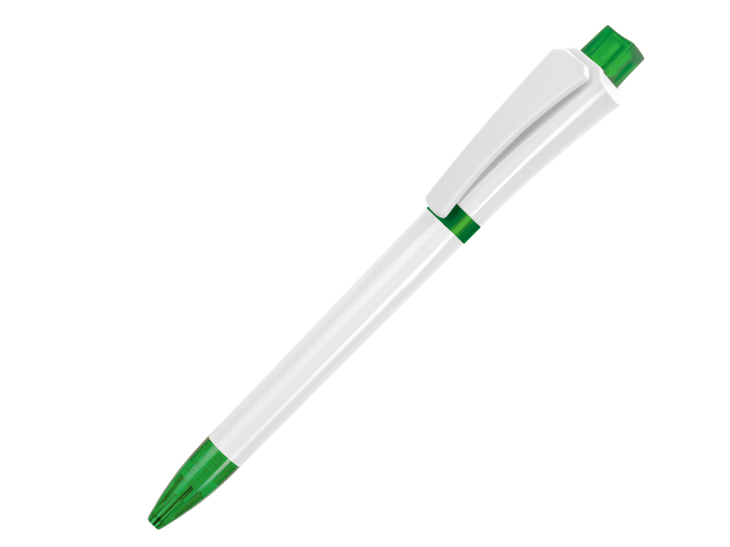 белый: Ручка шариковая, пластик, белый/зеленый, Optimus