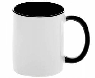 КРУЖКИ ДЛЯ СУБЛИМАЦИИ: Кружка внутри и ручка цветные ЧЕРНАЯ 330мл