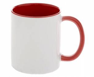 КРУЖКИ ДЛЯ СУБЛИМАЦИИ: Кружка внутри и ручка цветные КРАСНАЯ 330мл