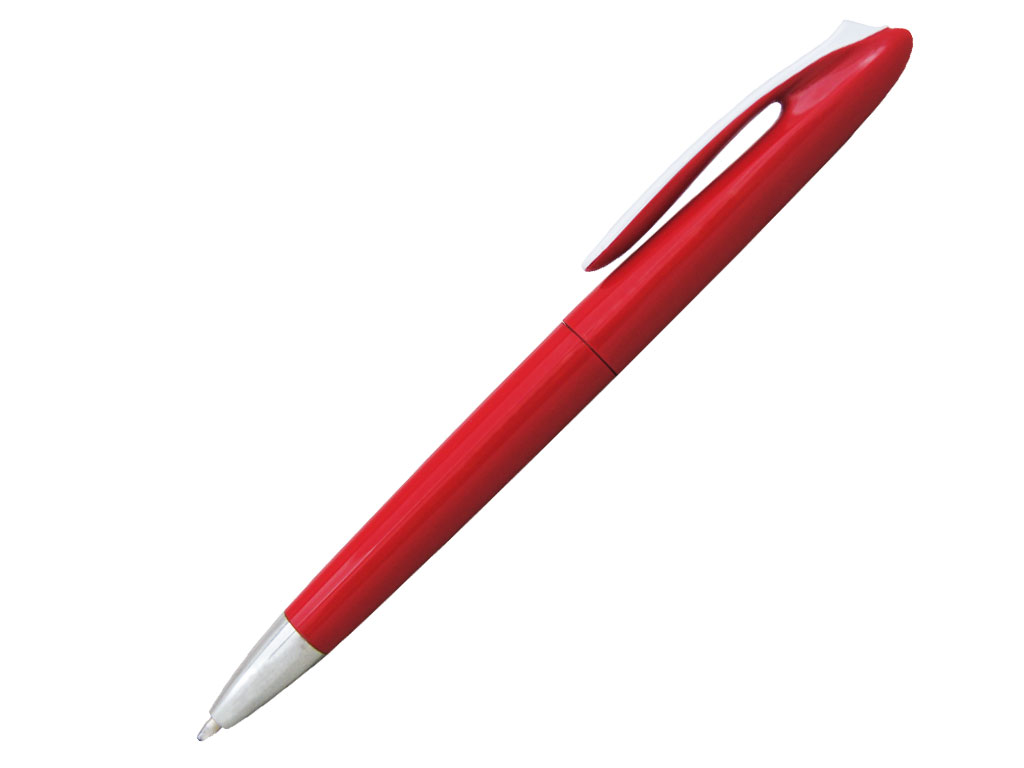 красный: Ручка шариковая, пластик, красный/белый