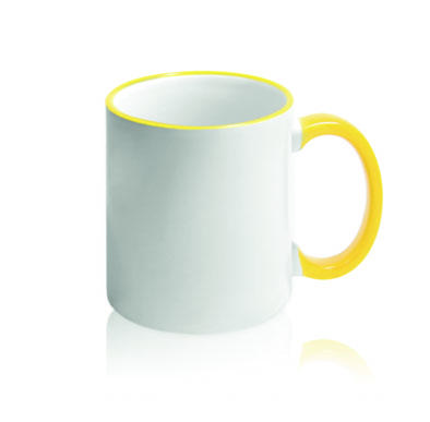 КРУЖКИ ДЛЯ СУБЛИМАЦИИ: Кружка ободок и ручка ЖЕЛТАЯ 330мл