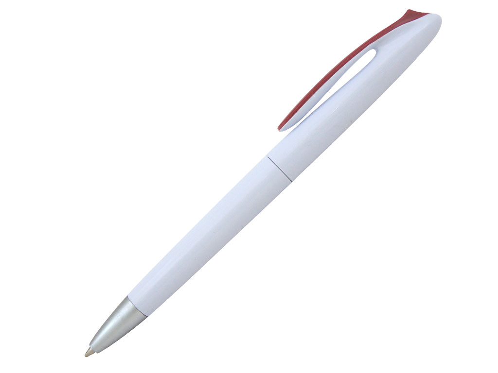 белый: Ручка шариковая, пластик, белый/красный