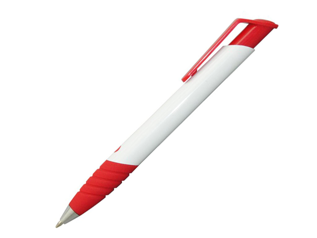 белый: Ручка шариковая, пластик, белый/красный