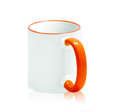 КРУЖКИ ДЛЯ СУБЛИМАЦИИ: Кружка ободок и ручка ОРАНЖЕВАЯ 330мл